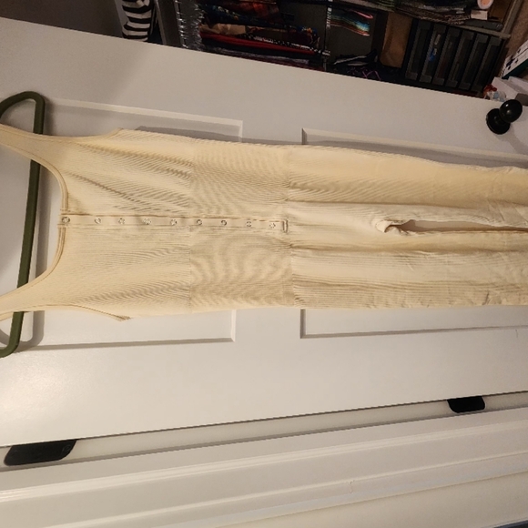 Cream Button-Front Jumpsuit - Picture 4 of 8
